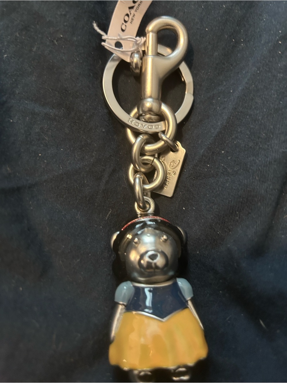 Coach x Snowwhite Disney Bear Keychain - Yellow & Blue Enamel Charm